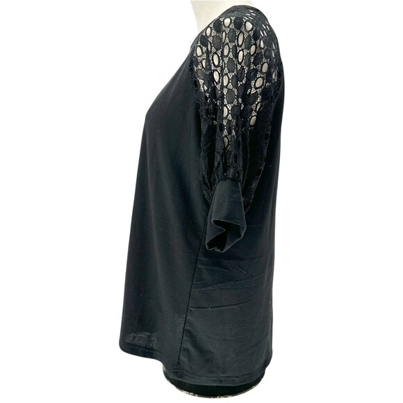 Womens L Top With Lace Sleeves Raglan Design Short Sleeves Poly Cotton Blend - Picture 8 of 8